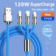 Portable Heavy Duty 3-In-1 Lightning Micro USB Type C Charging Data Cable - Blue