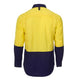Eleven Workwear Hi Vis Cotton Ripstop Long Sleeve Shirt Yellow Navy