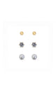 Ear Sense Large Gold Ball Cubic Zirconia & Pearl Trio