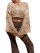 Ginger Bear Boutique Grunge Boho Style Bell Sleeve Crop Top Mesh Summer Top