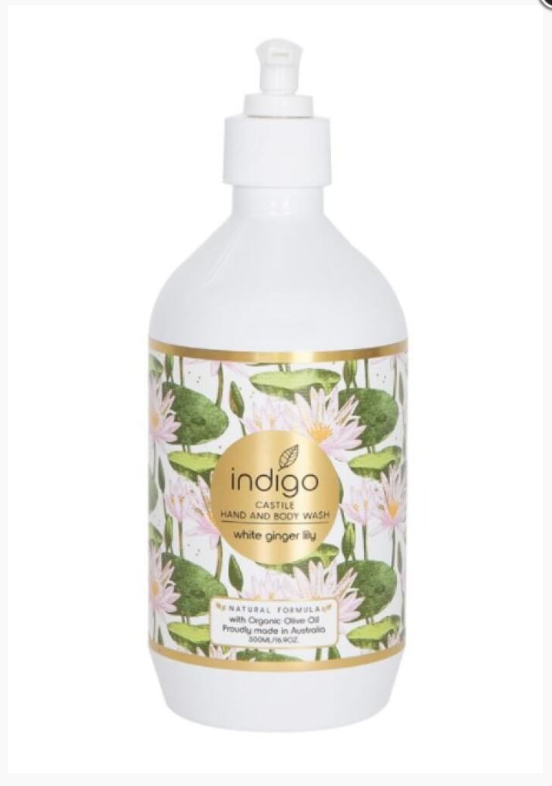 Indigo Organic Hand & Body Wash White Ginger Lily 500ML