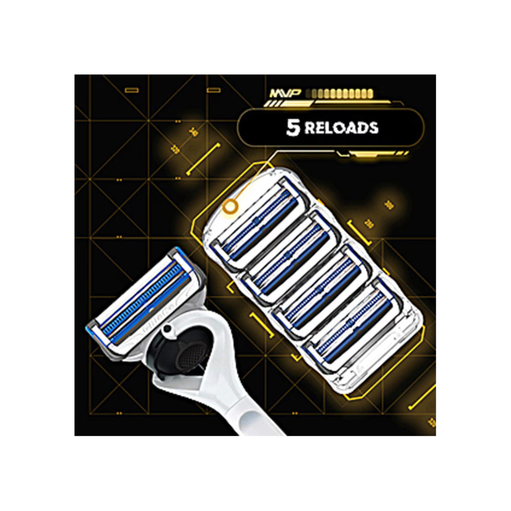 Gillette Razor 5 Blade Gillette MVP Limited Edition Razor + 5 Blade Refill Cartridges ...