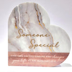 Eternal Love Someone Special Freestanding Glass Plaque in Aqua 038KG