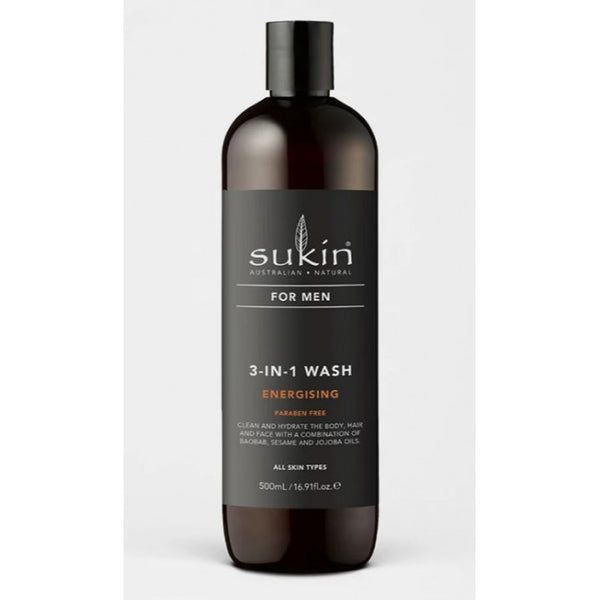 Sukin For Men 3-In-1 Energising Body Wash 500ml