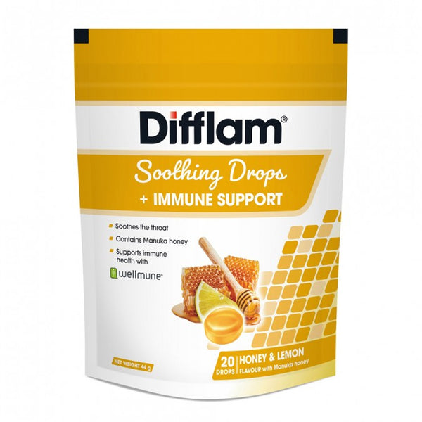 Difflam Soothing Drops + Immune Support Honey & Lemon 20 Drops