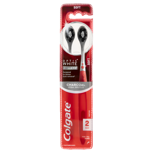 Colgate Optic White Pro Series Toothbrush with Charcoal Bristles 2 Pack