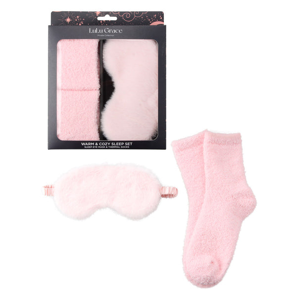 Lulu Grace Cosy Sleep Set Socks & Eyemask Pastel Pink