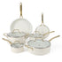 Martha Stewart Lockton 10 Piece Nonstick Ceramic Cookware Set Heavy Gauge Aluminum Pots and Pans Butter Cream