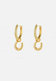 Zafino Lucky Hoop Gold Earrings with Pave Horseshoe Charm