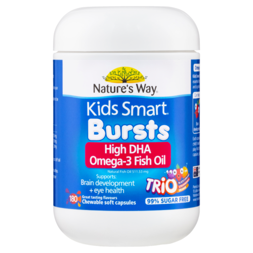 Natures Way Kids Smart Burstlets Omega 3 Fish Oil Trio 180 Capsules