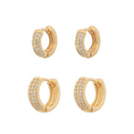 Sensation Thick CZ Huggie Earring Set Gold Plated