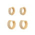 Sensation Thick CZ Huggie Earring Set Gold Plated