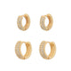 Sensation Thick CZ Huggie Earring Set Gold Plated