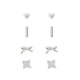 Sensation Bow Earring Stack Set Rhodium Plated