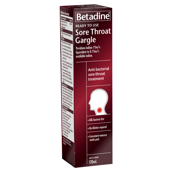 Betadine Ready to Use Sore Throat Gargle 120mL