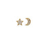 Ear Sense Earring F387 Gold Pave Sun & Moon Mismatched Pair