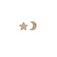 Ear Sense Earring F387 Gold Pave Sun & Moon Mismatched Pair