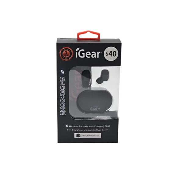 I Gear Wireless Earbuds With Charging Case Black