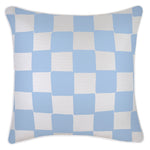 Escape to Paradise Cushion Cover With Piping Check Blue White 45CM X 45CM