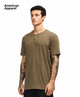 American Apparel 2004CVC Unisex Henley T Shirt Heather Army