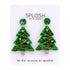 Splosh Christmas Tree Drop Earrings Stainless Steel Jewellery 6.5cm