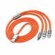 3-In-1 Portable Zinc Alloy Heavy Duty Charging Data Cable - Orange