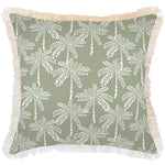 Escape to Paradise Cushion Cover Coastal Fringe Cabana Palms Sage 60CM X 60CM