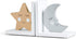 CribMATE Wooden Moon and Star Bookends for Kids Nursery Decor