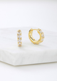 Zafino Hope Gold Plated Textured Hoop Drop Stud Earrings 5CM