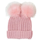 Foote Street Baby Pink Bunny Beanie With Double Pom Poms