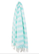 Wicked Sista Mint Wide Striped Fringed Towel