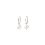 Wicked Sista Small Pearl Hoop Earrings Silver