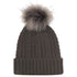 Wicked Sista Cable Rib Beanie with Pom Pom Warm Charcoal