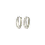 Wicked Sista Pearly Crystal Huggie Hoop Earrings Silver