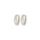 Wicked Sista Pearly Crystal Huggie Hoop Earrings Silver