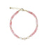 Wicked Sista Strawberry Quartz And Pearl Beaded Bracelet Gold Adjustable