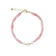 Wicked Sista Strawberry Quartz And Pearl Beaded Bracelet Gold Adjustable