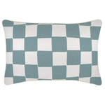 Escape to Paradise Cushion Cover With Piping Check Blue 35CM x 50CM