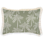 Escape to Paradise Cushion Cover Coastal Fringe Cabana Palms Sage 35CM X 50CM