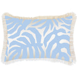 Escape to Paradise Cushion Cover Coastal Fringe Casa Palms Blue White 35CM X 50CM