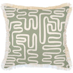 Escape to Paradise Cushion Cover Coastal Fringe Maze Sage 60CM X 60CM