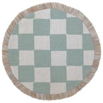 Escape to Paradise Round Placemat Coastal Fringe Check Seafoam 40CM