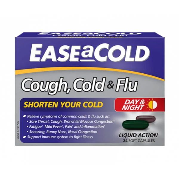 Ease A Cold Cough Cold & Flu Day And Night 24 Liquid Capsules