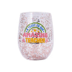 Teacher Amazing Glitter Wine Glass