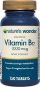 Nature's Wonder Vitamin B12 1000mcg for Energy and Red Blood Cell Production 150 Tablets