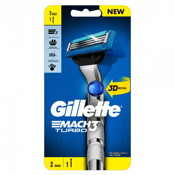 Gillette Mach3 Turbo Razor 1 Handle + 2 Cartridges