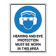 Sandleford Safety Signs Hearing And Eye Protection Metal Sign 300mm X 225mm