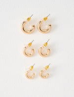 Earsense Gold Thick J Hoop Trio Earrings