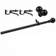 Adjustable Curtain Rod With Brackets And Mounting Screws Black