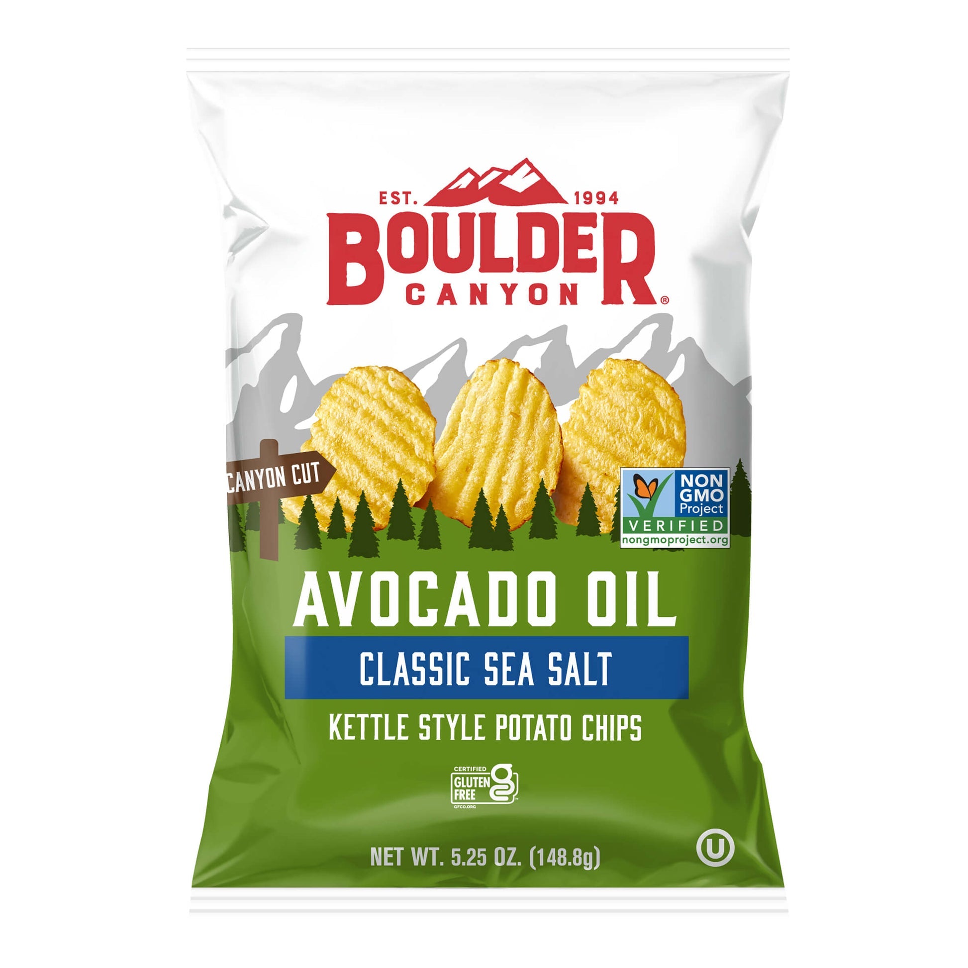 Boulder Canyon Avocado Oil Canyon Cut Sea Salt Kettle Cooked Potato Chips 148g